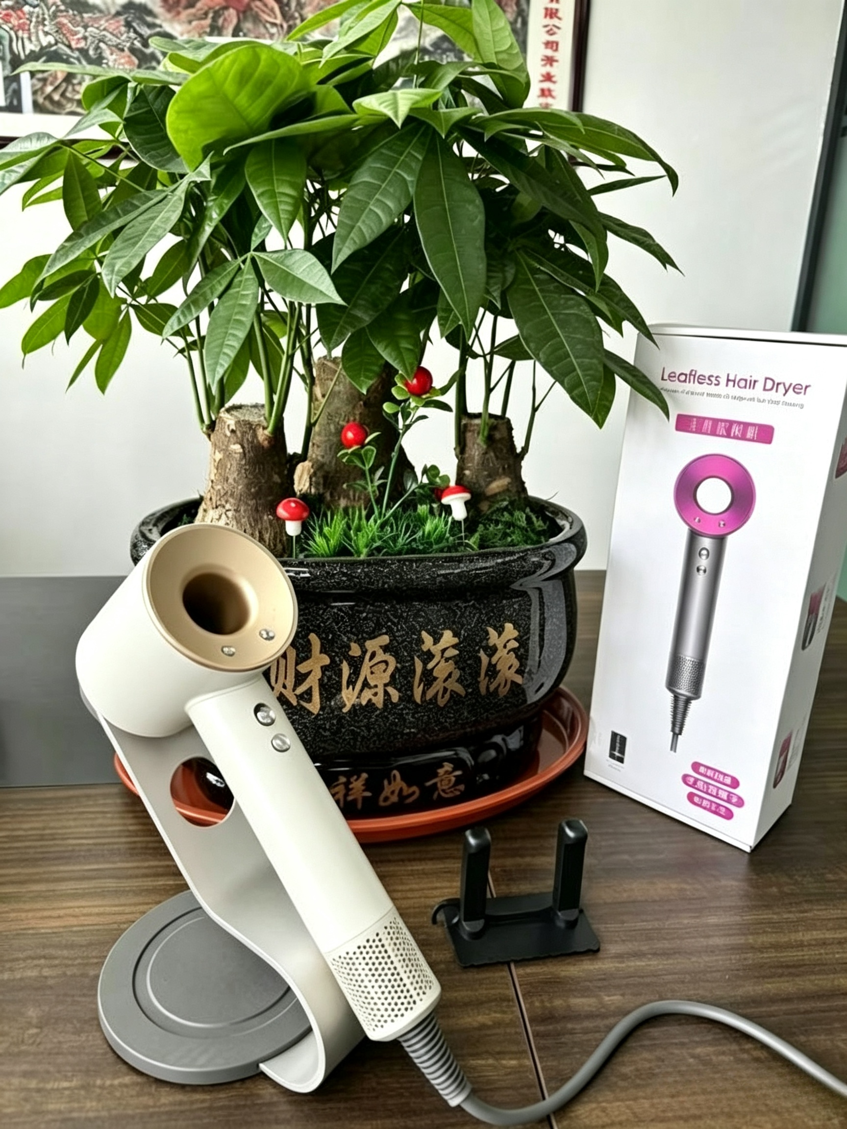 Portable Bladeless Hollow Hair Dryer, Negative Ion High Speed Brushless Blow Dry 